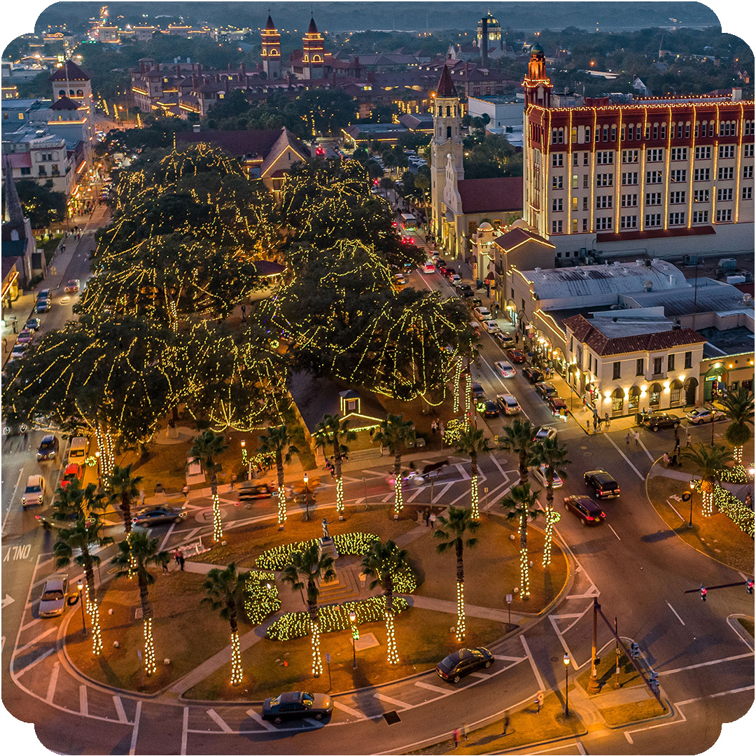 aerial view of St. Augustine Nights of Lights
