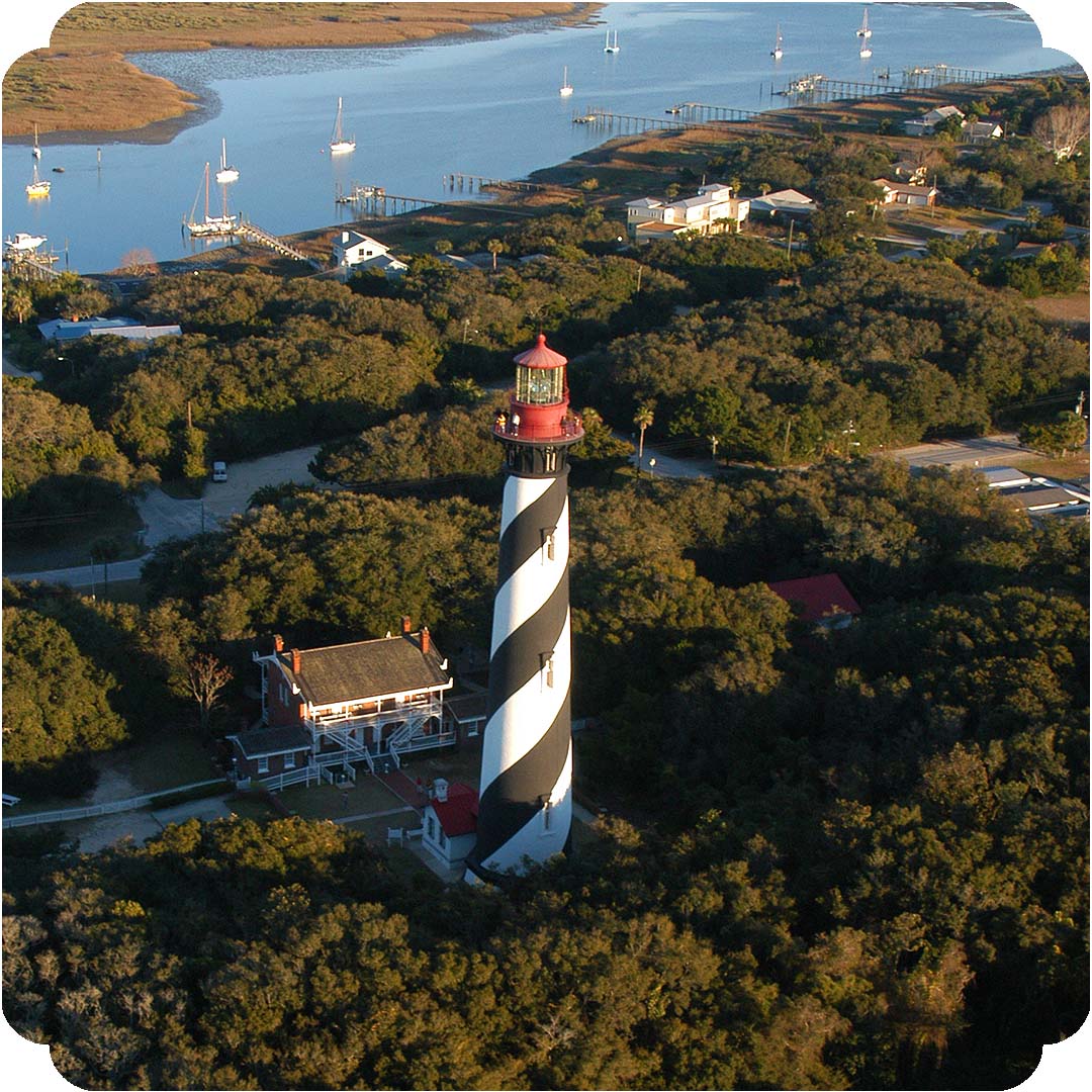 aerial view of the St. Augustine Lighthouse